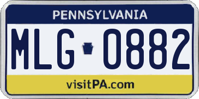 PA license plate MLG0882