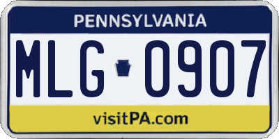 PA license plate MLG0907