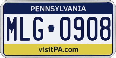 PA license plate MLG0908
