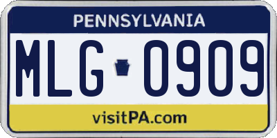 PA license plate MLG0909