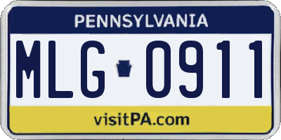 PA license plate MLG0911
