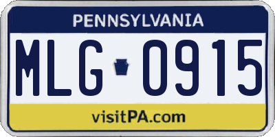PA license plate MLG0915