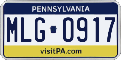 PA license plate MLG0917