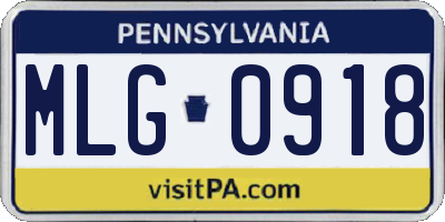PA license plate MLG0918