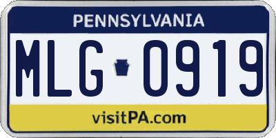 PA license plate MLG0919