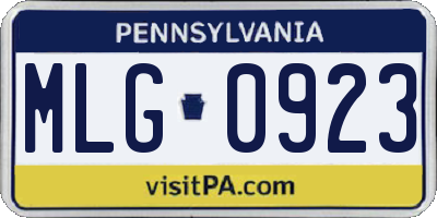 PA license plate MLG0923