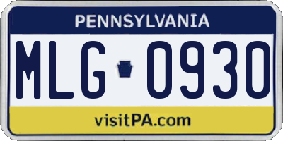 PA license plate MLG0930