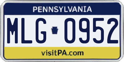 PA license plate MLG0952