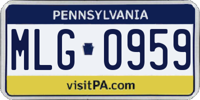 PA license plate MLG0959