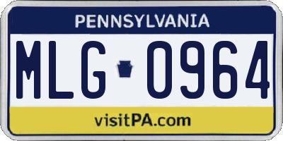 PA license plate MLG0964
