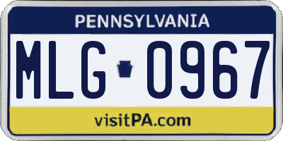 PA license plate MLG0967