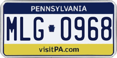 PA license plate MLG0968