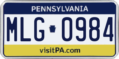 PA license plate MLG0984