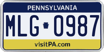 PA license plate MLG0987