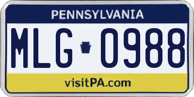 PA license plate MLG0988