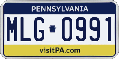 PA license plate MLG0991