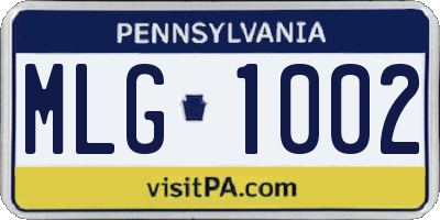 PA license plate MLG1002