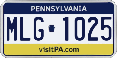 PA license plate MLG1025