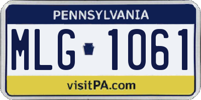 PA license plate MLG1061