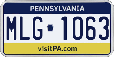 PA license plate MLG1063