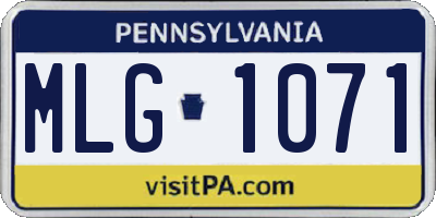 PA license plate MLG1071