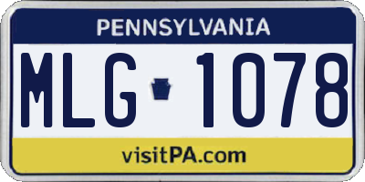 PA license plate MLG1078