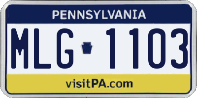 PA license plate MLG1103