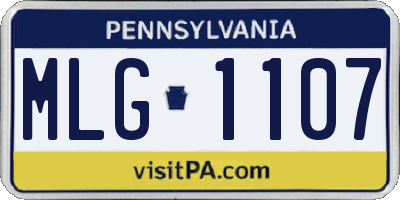 PA license plate MLG1107