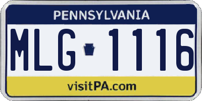 PA license plate MLG1116