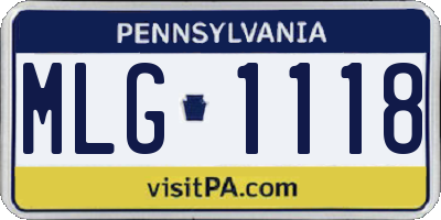 PA license plate MLG1118