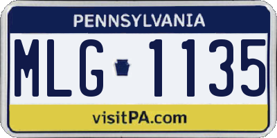 PA license plate MLG1135