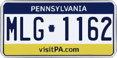 PA license plate MLG1162