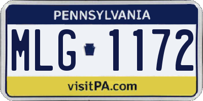 PA license plate MLG1172