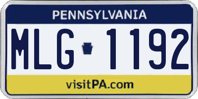 PA license plate MLG1192