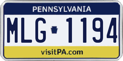 PA license plate MLG1194