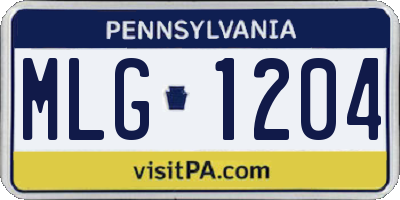 PA license plate MLG1204