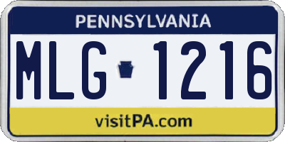 PA license plate MLG1216