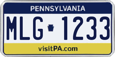 PA license plate MLG1233