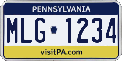 PA license plate MLG1234