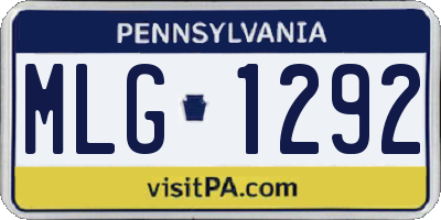 PA license plate MLG1292