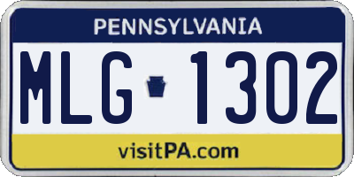 PA license plate MLG1302
