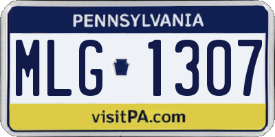 PA license plate MLG1307