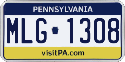 PA license plate MLG1308