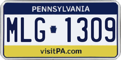 PA license plate MLG1309