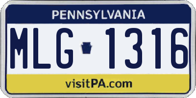 PA license plate MLG1316