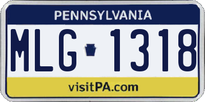 PA license plate MLG1318