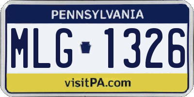 PA license plate MLG1326