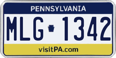 PA license plate MLG1342