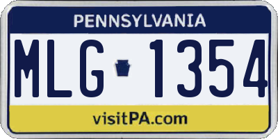 PA license plate MLG1354