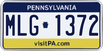 PA license plate MLG1372